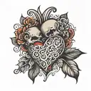 heart with C J S   tattoo design idea