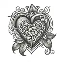 heart with C J S   tattoo design idea
