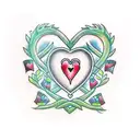 A heart-shaped family tree with each member's name incorporated into the branches tattoo design idea