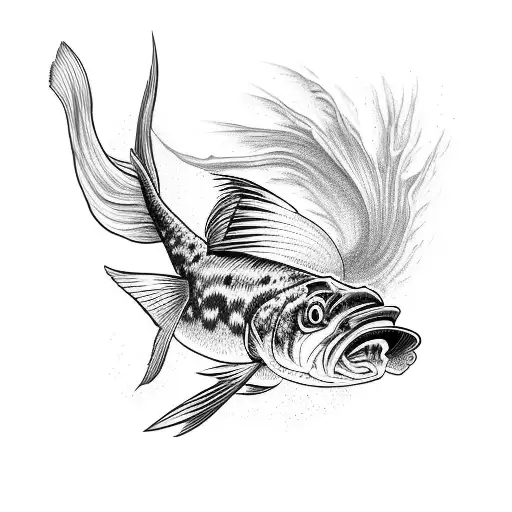 Blackwork A Detailed Walleye Fish Jumping Out Of Tattoo Idea -  BlackInk AI