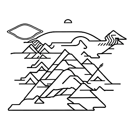 Ski, snowboard, mountain, fine line tattoo design idea