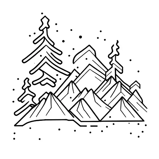 Skier and snowboarder on a mountain  tattoo design idea