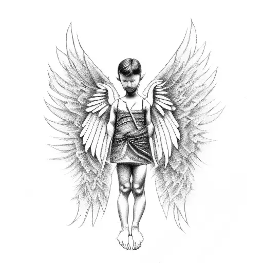 Angel as a memorie for a dead brother. The angle must fly high tattoo design idea
