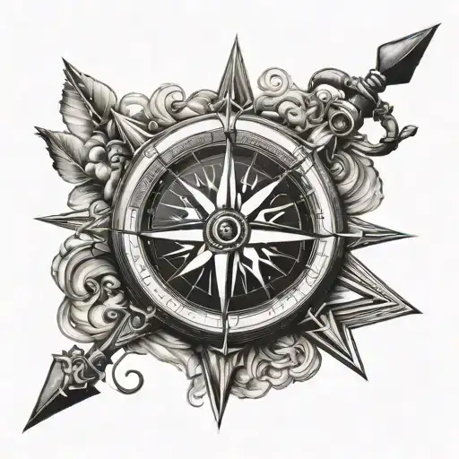 moral compass tattoo design idea