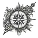 moral compass tattoo design idea