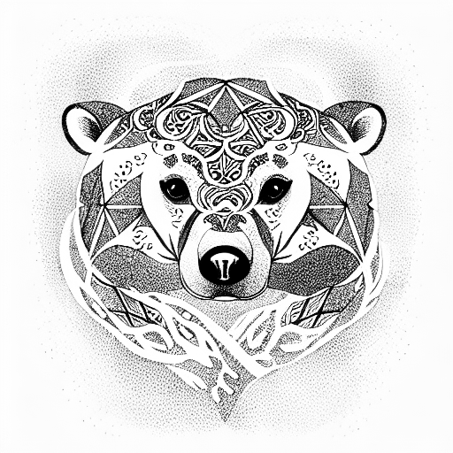 poisedon with polar bear tattoo design idea