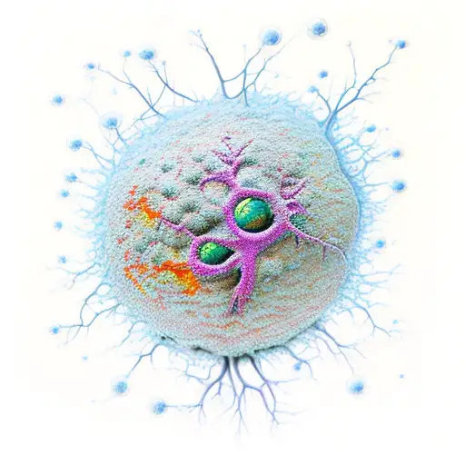 Neuron with dopamine molecule as part of the cell  tattoo design idea