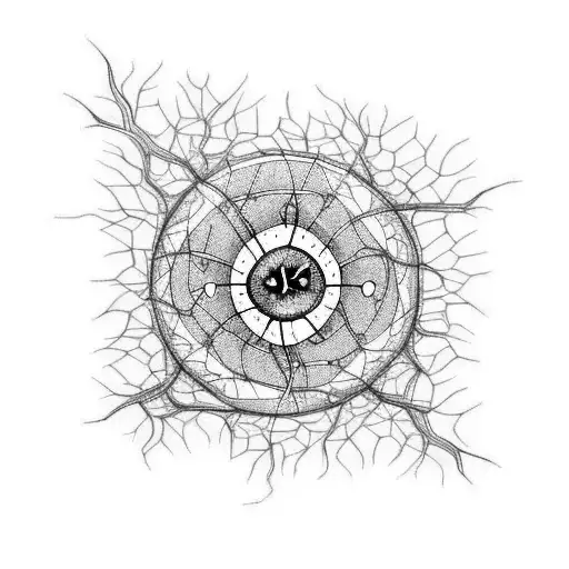 Neuron with dopamine molecule as part of the cell  tattoo design idea