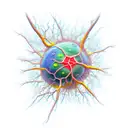 Neuron with dopamine molecule as part of the cell  tattoo design idea