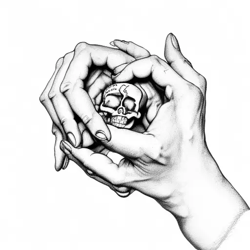 creation of Adam hands touching, but one hand is a skeleton tattoo design idea