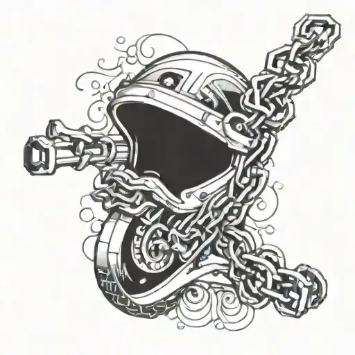 motorcycle chain that transforms in a snale tattoo design idea