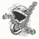 motorcycle chain that transforms in a snale tattoo design idea