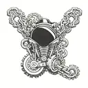 motorcycle chain that transforms in a snale tattoo design idea