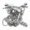 motorcycle chain that transforms in a snale tattoo design idea