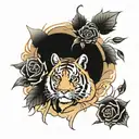 tigress and roses  tattoo design idea