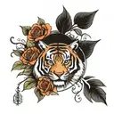 tigress and roses  tattoo design idea