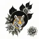 tigress and roses  tattoo design idea