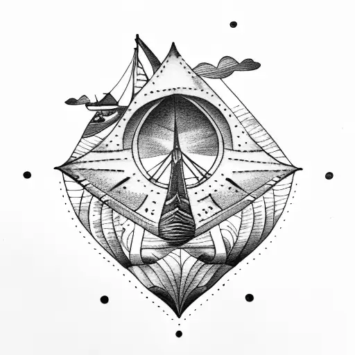 sail boat tattoo design idea