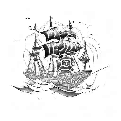 pirate ship tattoo design idea