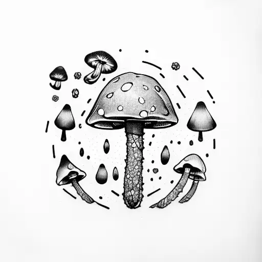 magic mushrooms tattoo design idea