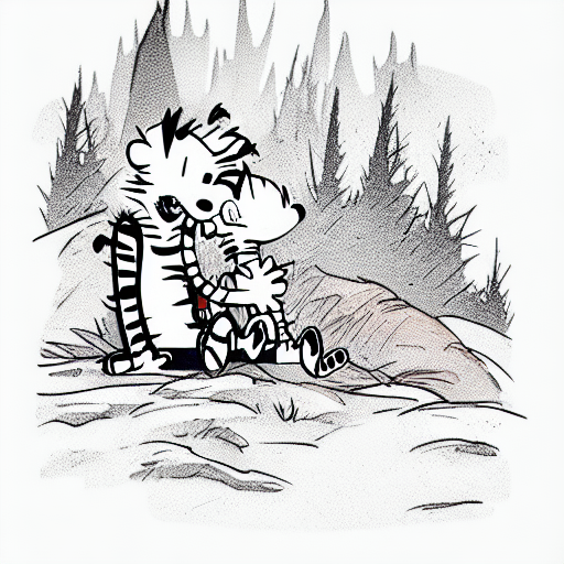 Calvin And Hobbes In nature tattoo design idea