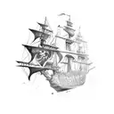pirate ship tattoo design idea