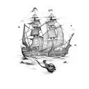 pirate ship tattoo design idea