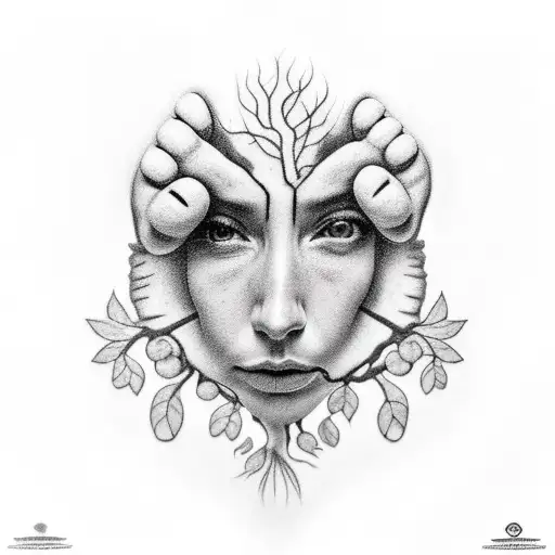 head in clouds and feet rooted to the ground tattoo design idea