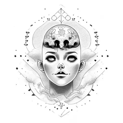 head in clouds tattoo design idea