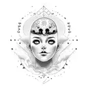 head in clouds tattoo design idea