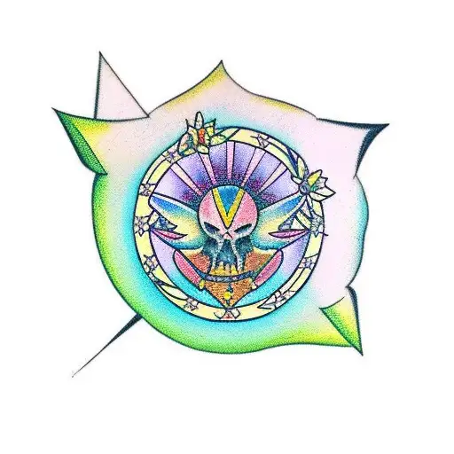 signo sagitário com flores tattoo design idea