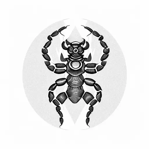 Scorpion surrounded by Southern Cross star patterns in blackwork style tattoo design idea