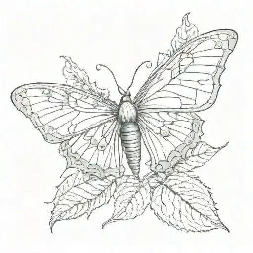 lunar moth around ivy leaves  tattoo design idea