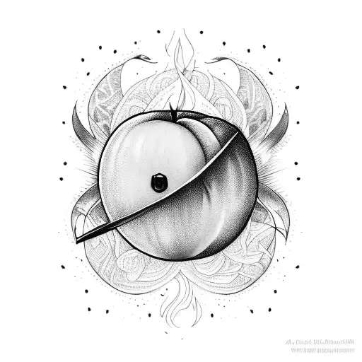 Peach on fire tattoo design idea