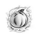 Peach on fire tattoo design idea