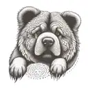 A whimsical design featuring a chow chow discovering hidden treasures with a magnamalo tattoo design idea
