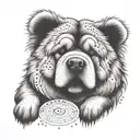 A whimsical design featuring a chow chow discovering hidden treasures with a magnamalo tattoo design idea