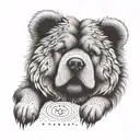 A whimsical design featuring a chow chow discovering hidden treasures with a magnamalo tattoo design idea