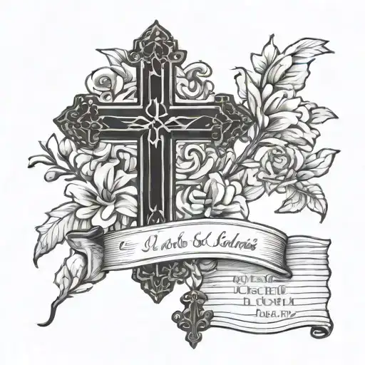 Cross and Luke 1:37 bible verse tattoo design idea