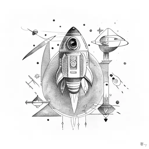 rocket space and equations tattoo design idea