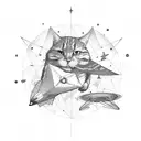 rocket with a background of space and include some equations tattoo design idea