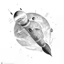 rocket with a background of space and include some equations tattoo design idea
