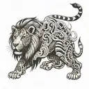 a tattoo symbolizing strength, beating the odds, humbleness, fighting greed and king of the jungle  tattoo design idea