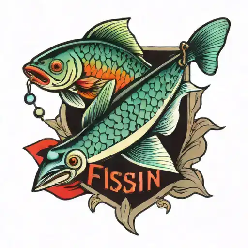 fishing lure that says gone fishin  tattoo design idea