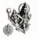 lord shiva family on forehand with mount kailash on top tattoo design idea