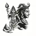 lord shiva family on forehand with mount kailash on top tattoo design idea