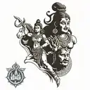 lord shiva family on forehand with mount kailash on top tattoo design idea