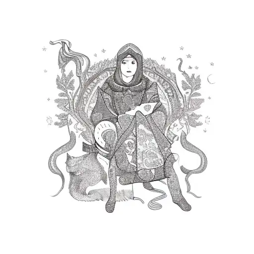 Sleeve tattoo in the style of Russian folk tales tattoo design idea