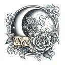 half moon tattoo for husband and wife name tattoo design idea