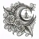 half moon tattoo for husband and wife name tattoo design idea
